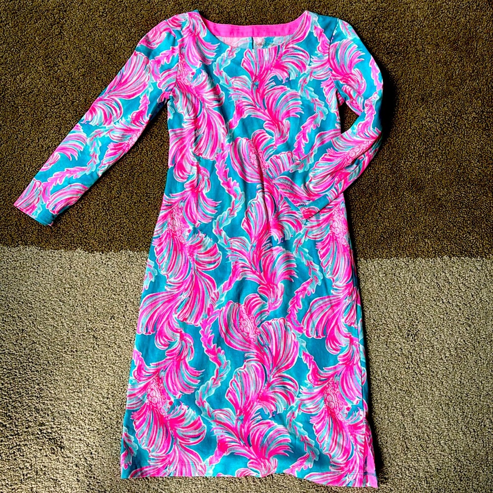 Like new lily pultizer xxs cotton dress pink and turquoise